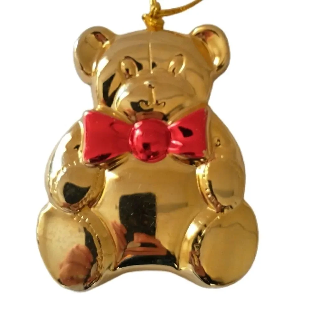 2 Vtg Gloria‎ Duchin Ornaments Classics Collection Reindeer Teddy Bear Gold Tone